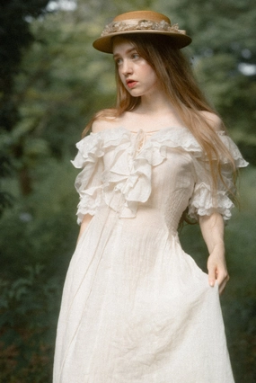 Elysia 15 | Lace-up linen flared dress SecureCargoPockets