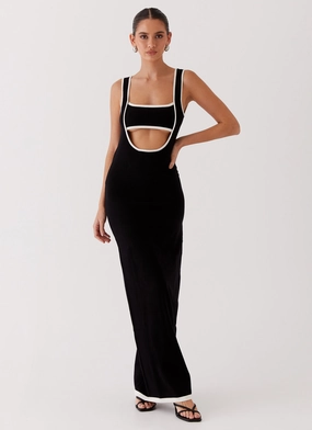 Midnight Mood Lost In Paris Knit Maxi Dress - Black