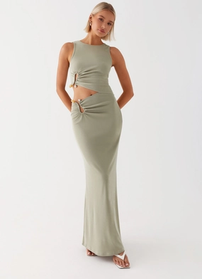 Abstract Pattern Formal Occasion Lennox Maxi Dress - Sage