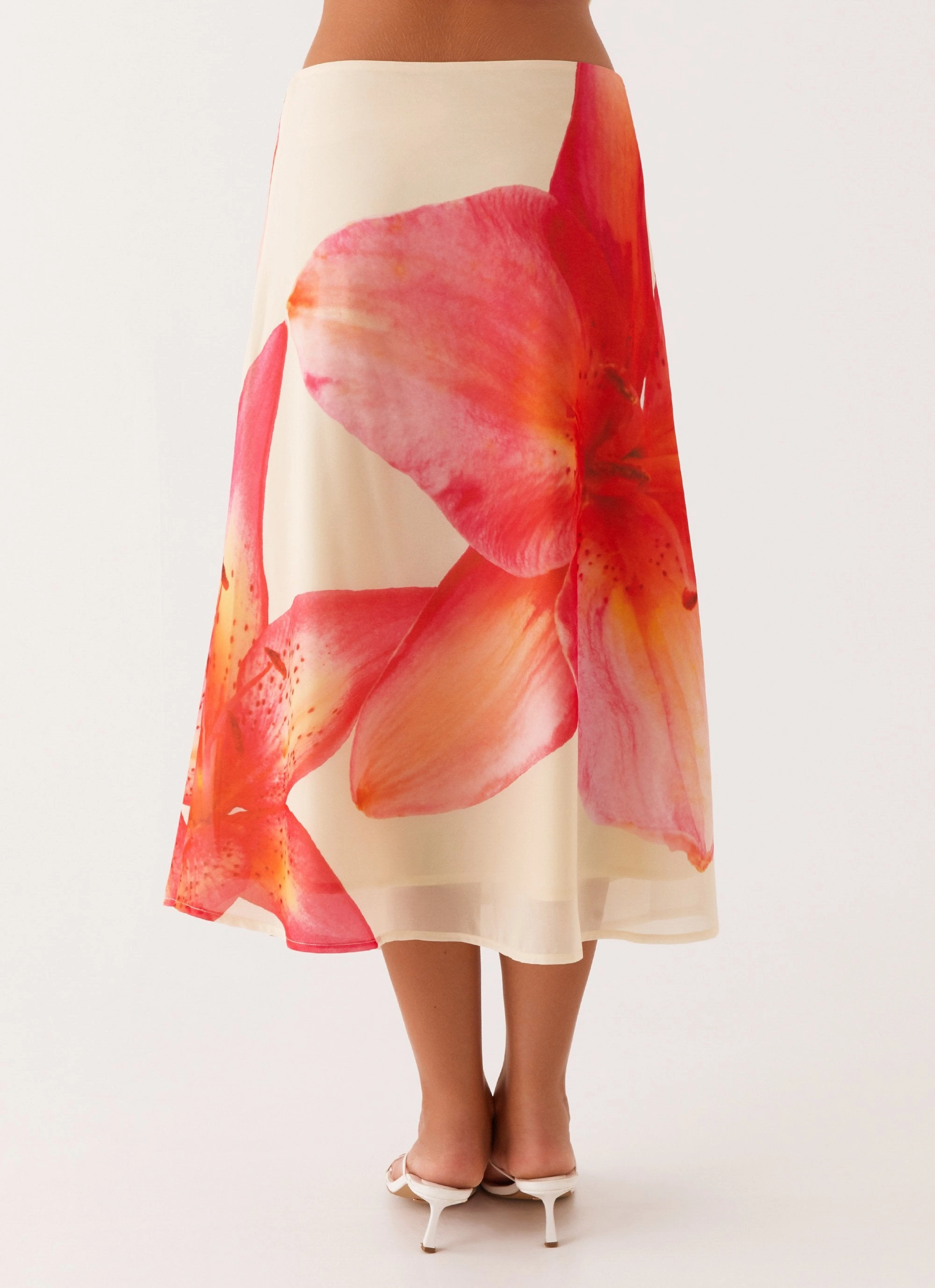 Ripstop Texture Wrinklefree Summertime Midi Skirt - Yellow Floral