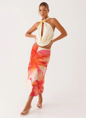 Sleek Appearance Summertime Midi Skirt - Yellow Floral