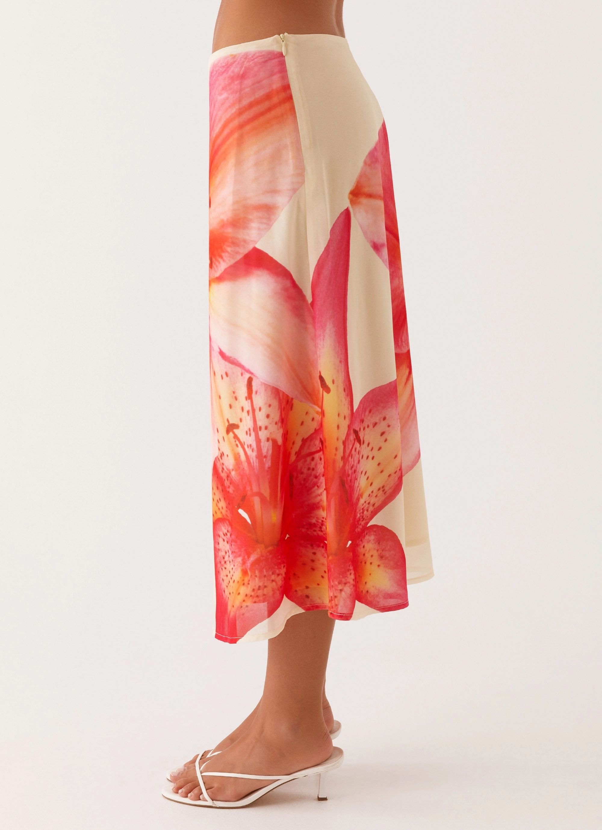 Non Iron Technology LowProfileStitching Summertime Midi Skirt - Yellow Floral
