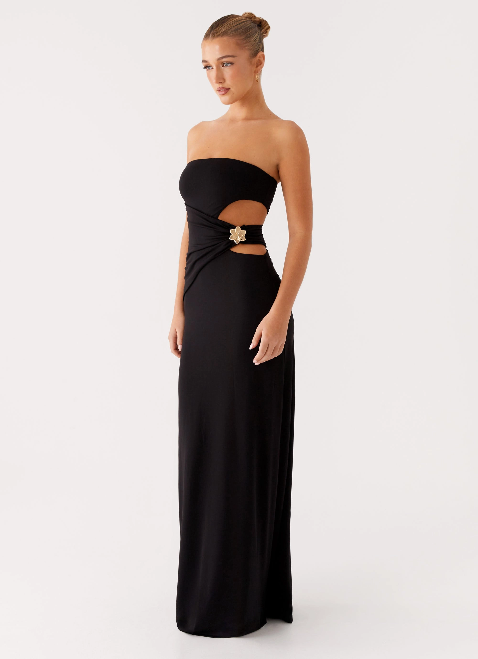 Anetta Maxi Dress - Black Empire Waist Event Perfect
