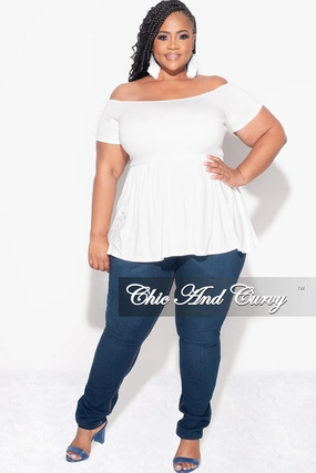 Final Sale Plus Size Smocked BabyDoll Top in White Sweat Resistant