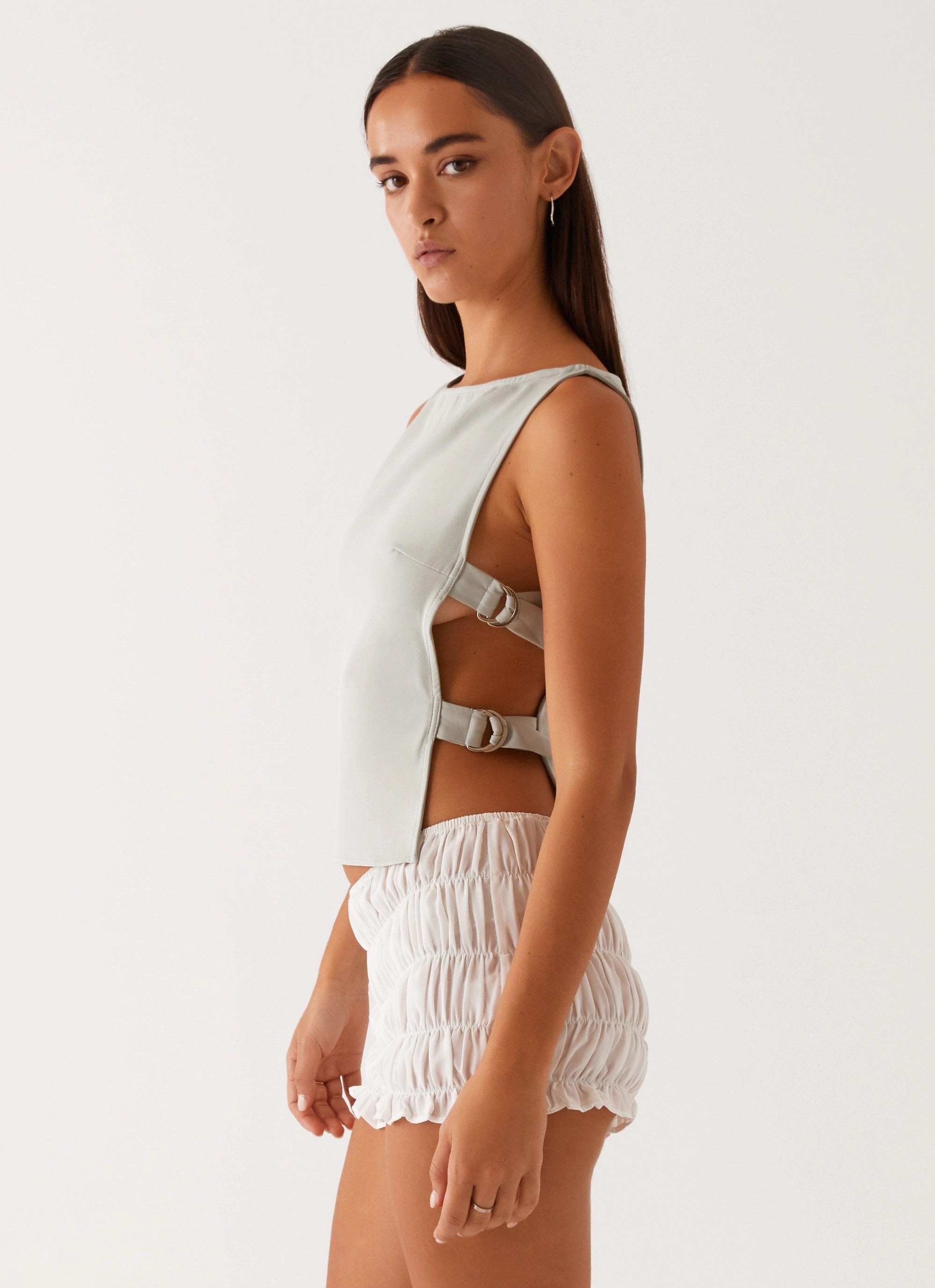 Cherish You Buckle Top - Sage Resilient Fabric Blend OdorResistantFinish