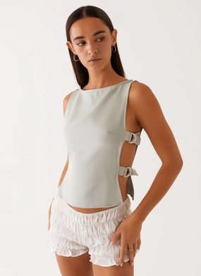 MinimalistDesign HiddenPocket Cherish You Buckle Top - Sage