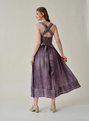 Active Lifestyle Stretchable Wear Vetiver 23 | cross back linen dress