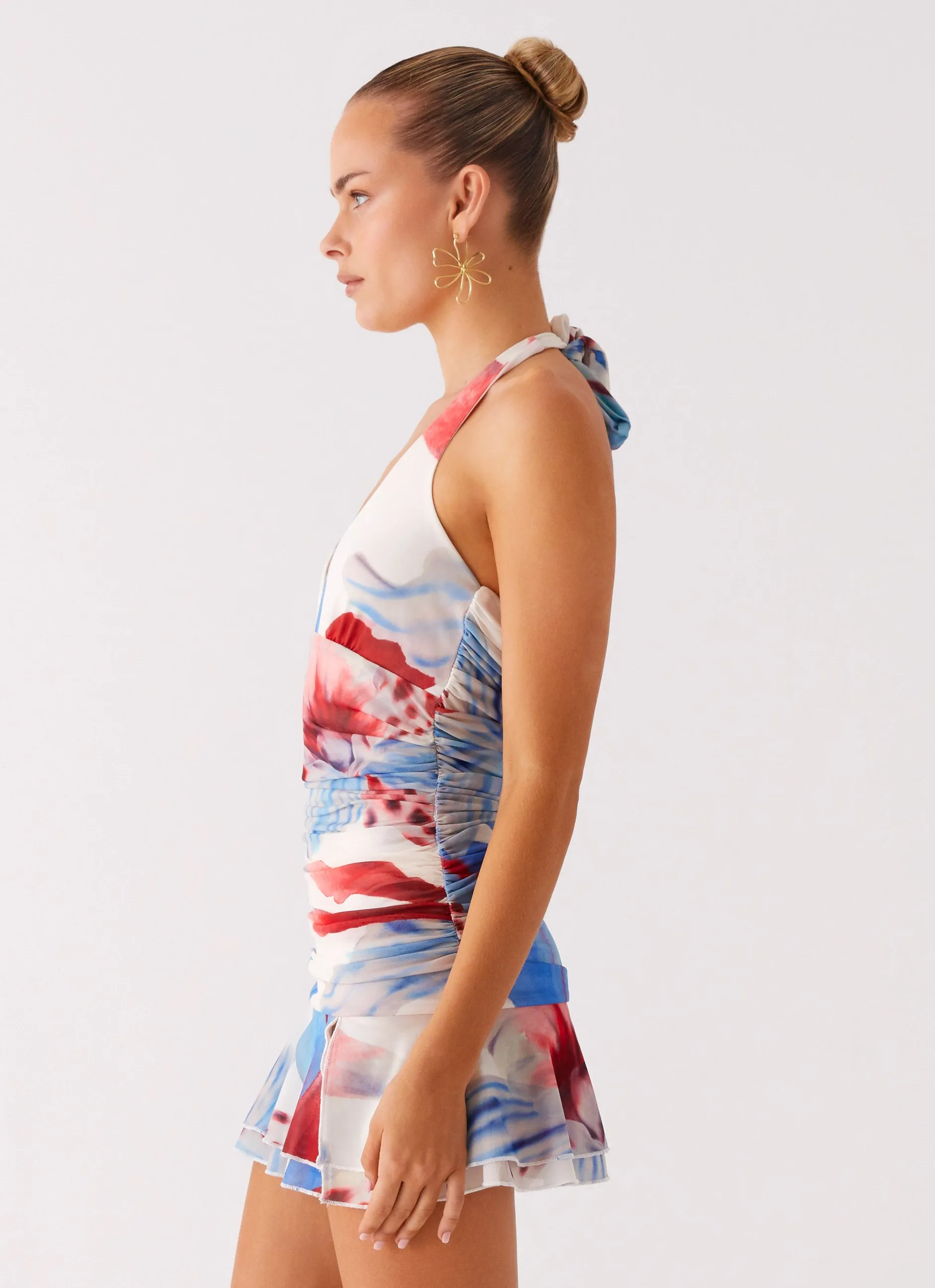 Vibrant Tone Travel piece Starlit Night Mini Dress - Deep Sea Bloom