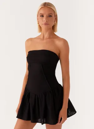 Larnie Linen Mini Dress - Black Light Wear