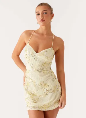 Vietta Sequin Cami Mini Dress - Yellow Shiny Zip Work Pairing