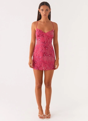 Vietta Sequin Cami Mini Dress - Fuchsia Fit Choice Satin-Edge