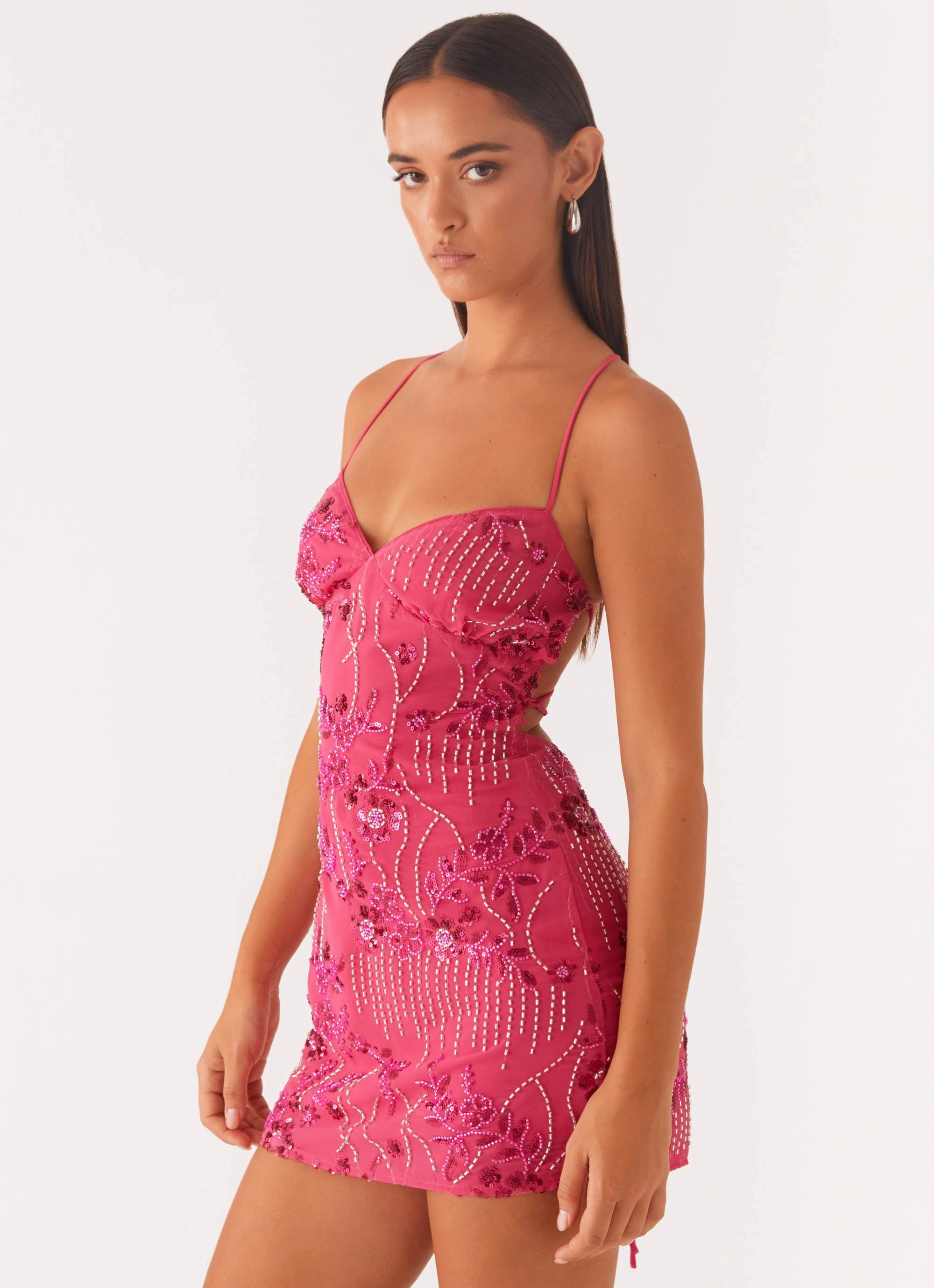 Vietta Sequin Cami Mini Dress - Fuchsia flattering appearance