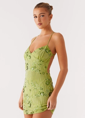 Playful-Detail Perfectly Fit Look Vietta Sequin Cami Mini Dress - Lime