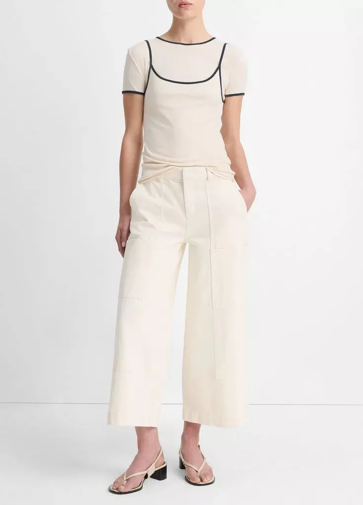 Vince Mid-Rise Utility Crop Wide Pants in Flaxen