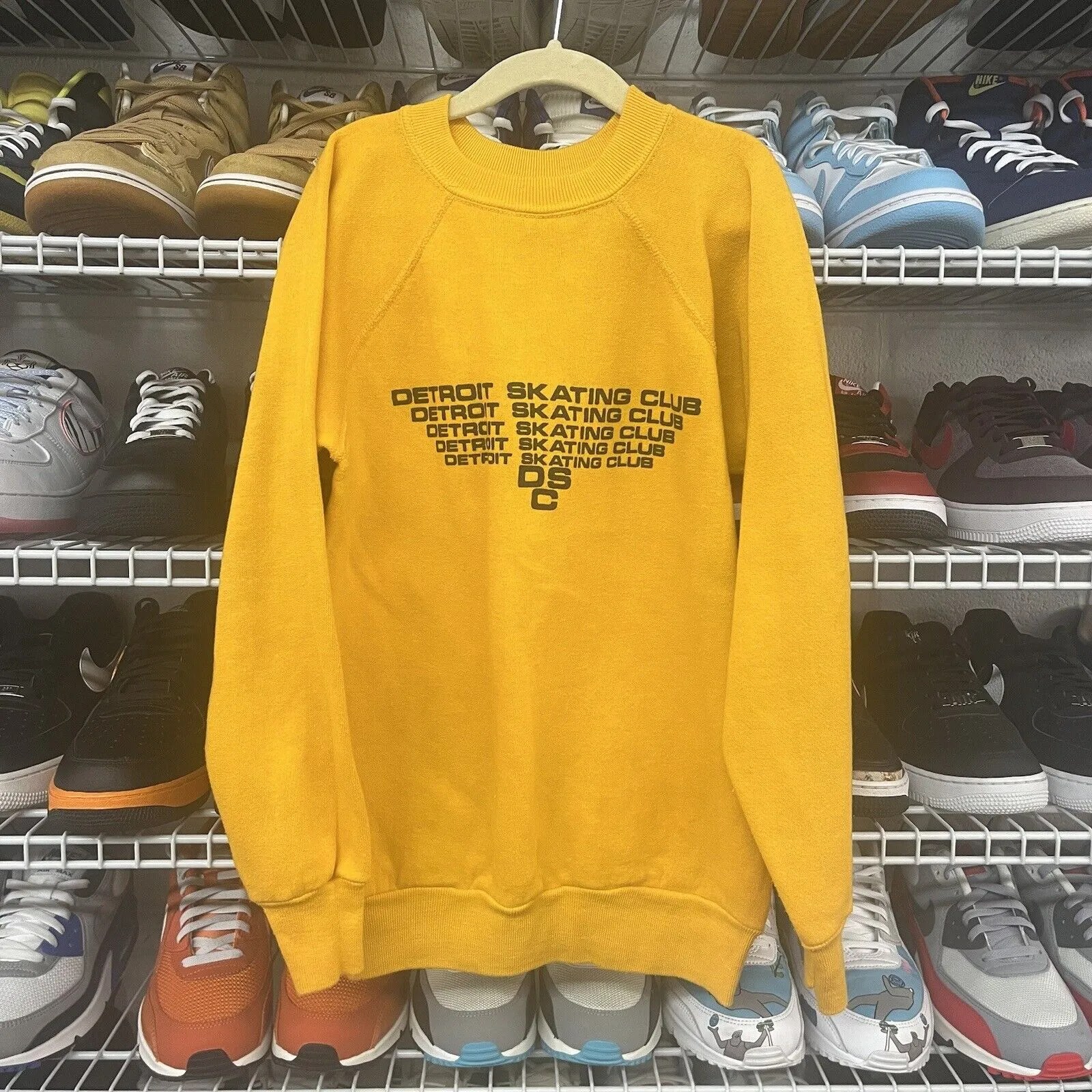 Vintage 70s Detroit Skating Club Crewneck Sweater Downerwear L