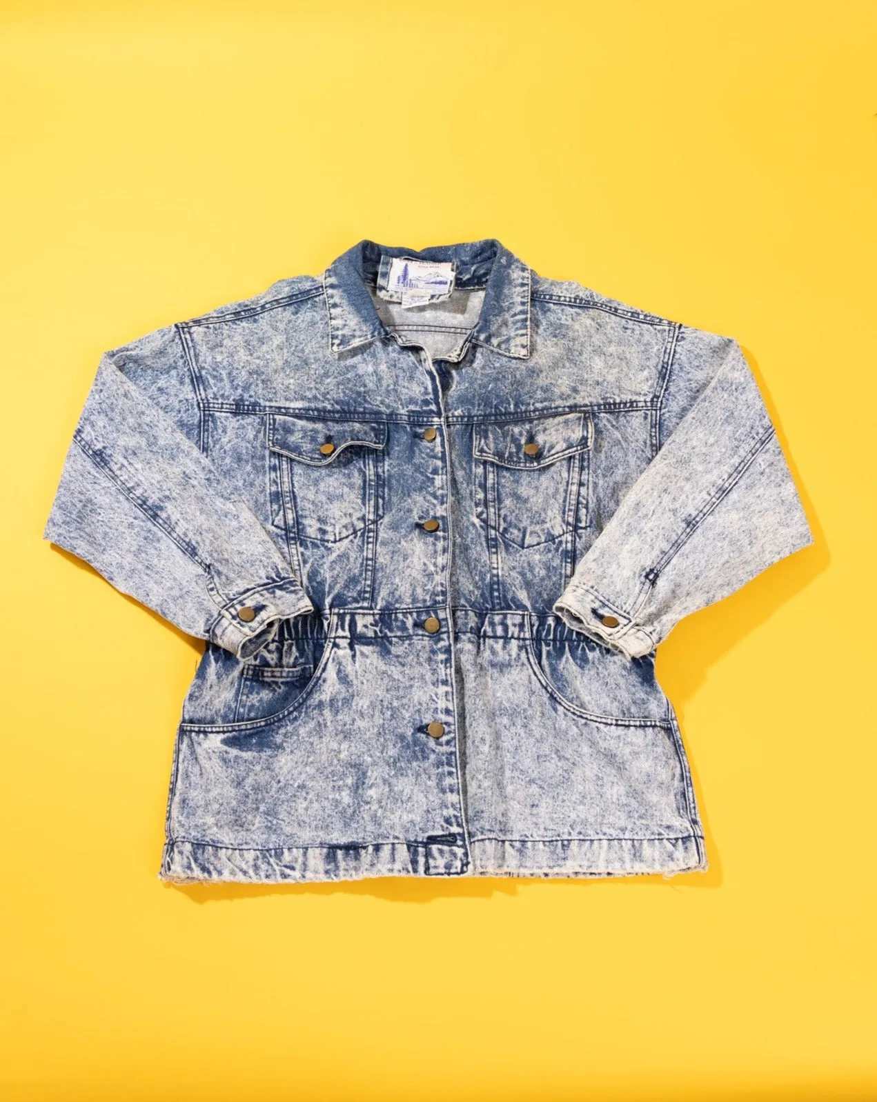 Vintage 80s Down & Feather Acid Wash Denim Coat