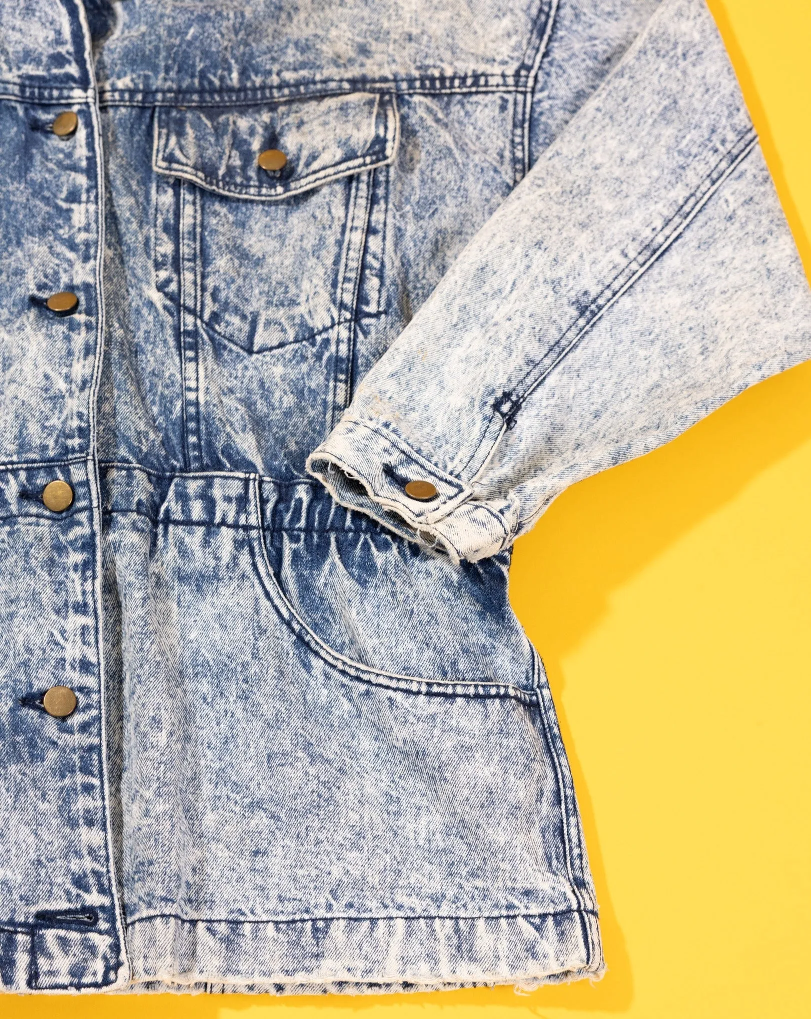 Vintage 80s Down & Feather Acid Wash Denim Coat