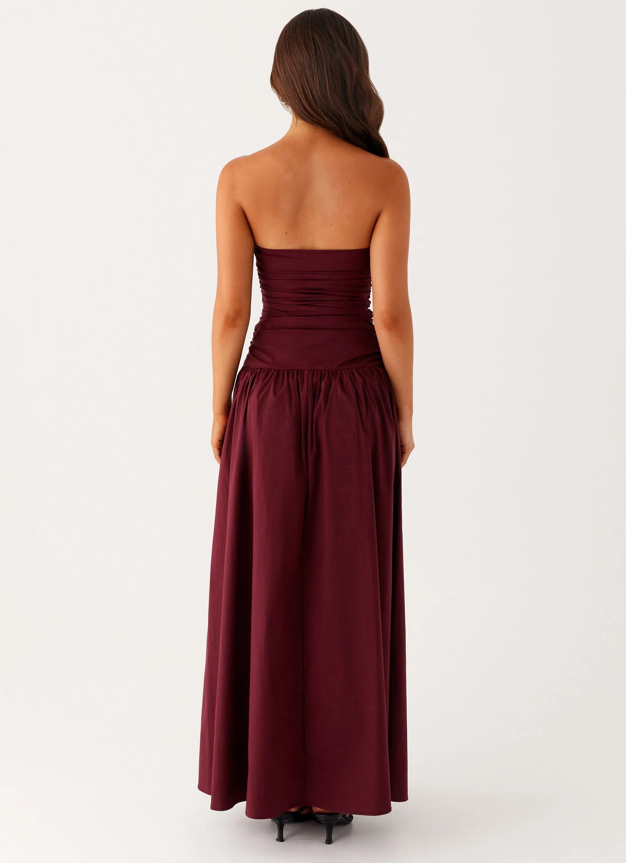 Padded-Bust Edgy Look Carmel Maxi Dress - Mulberry