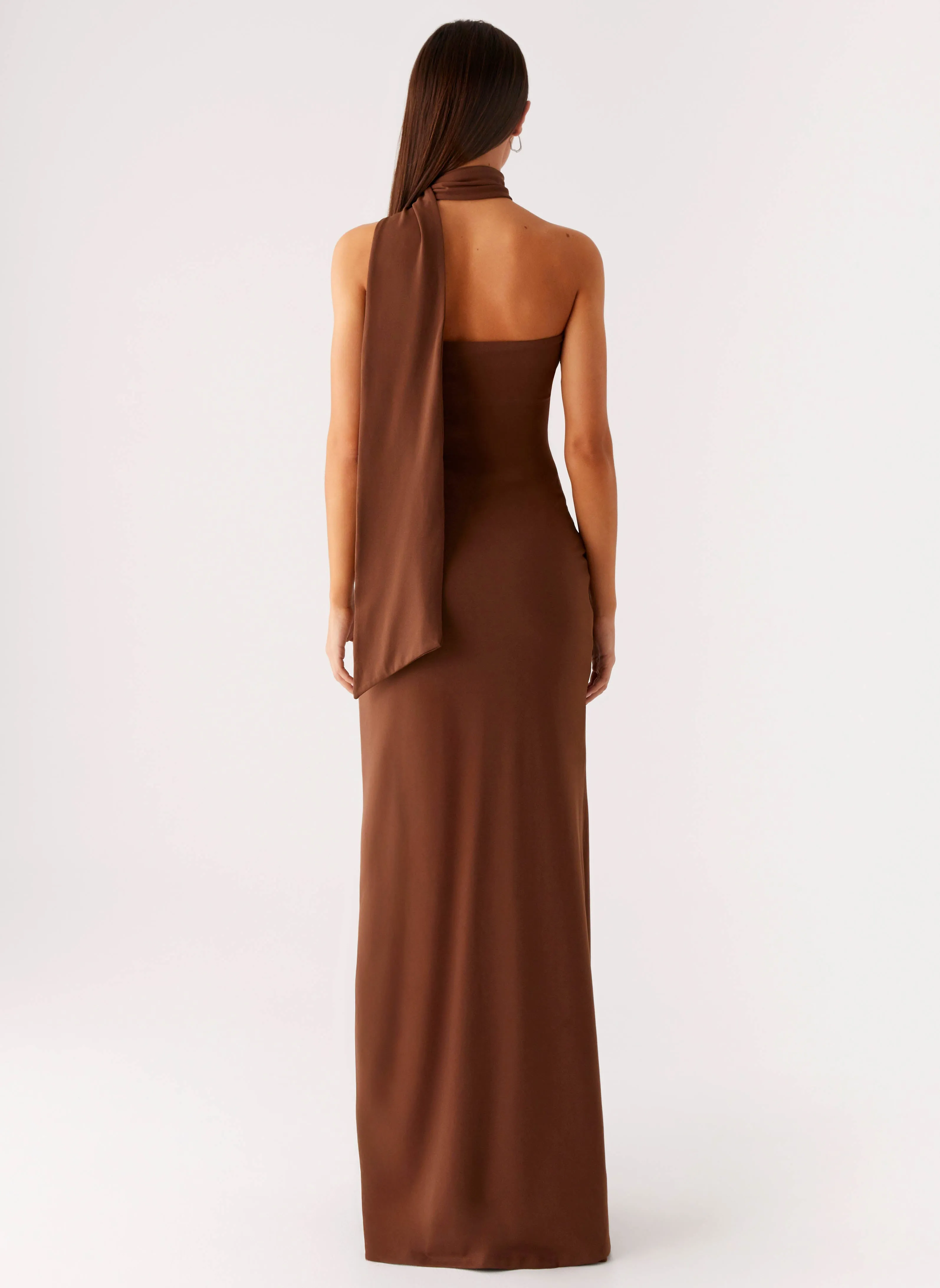 Minimalist Design Olive Bloom Maxi Dress - Chocolate