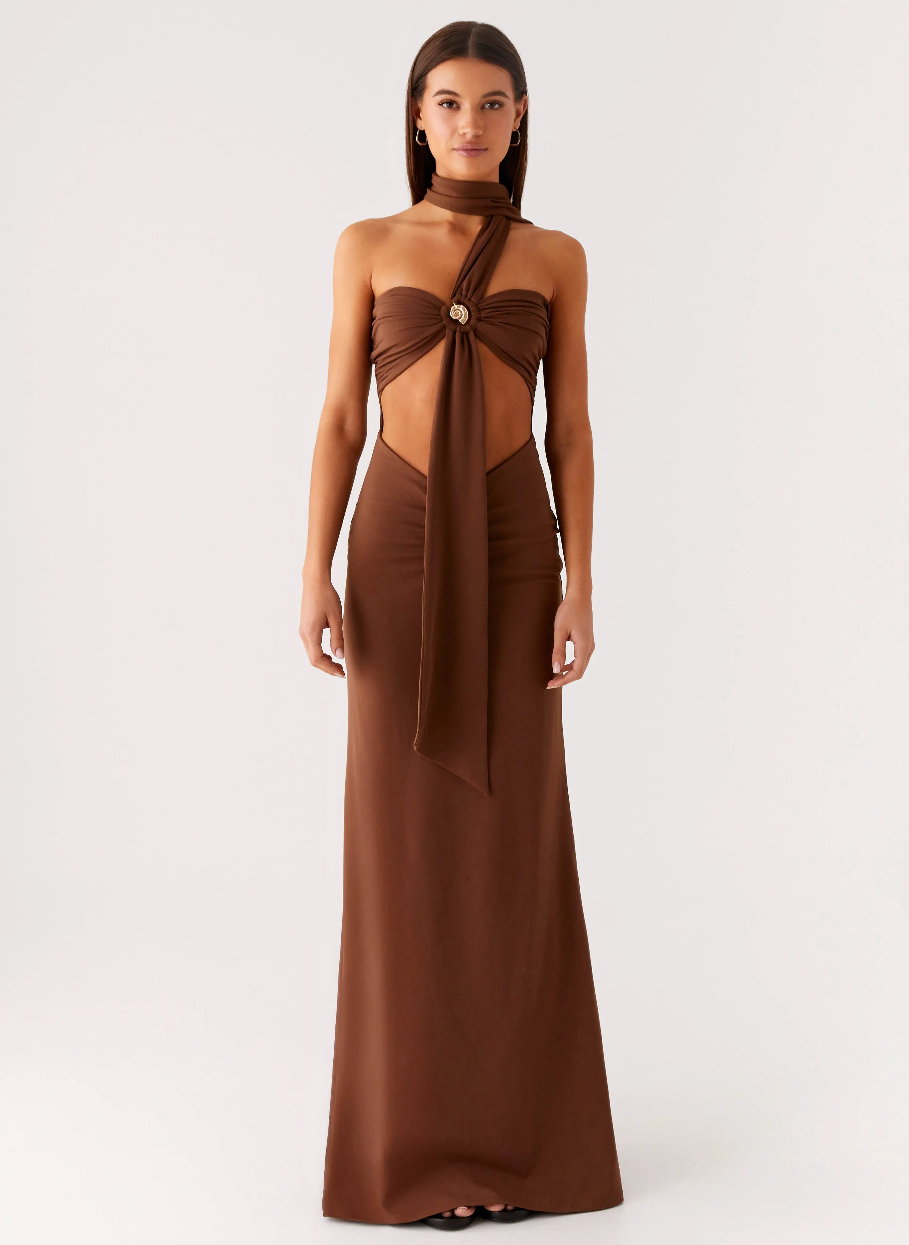 Cool Finish Flower Grace Olive Bloom Maxi Dress - Chocolate