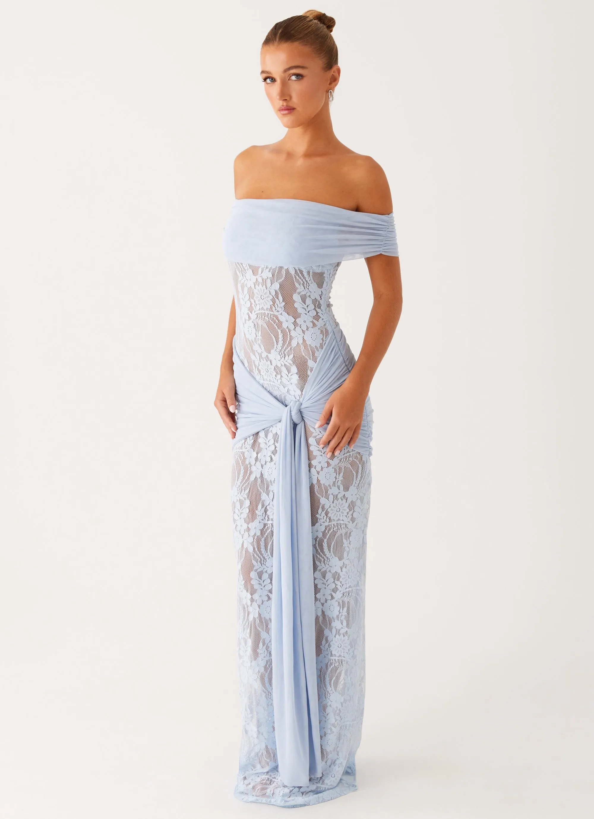 Clean Texture Party Safe Gracie Twist Maxi Dress - Blue