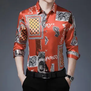 Vintage Patchwork Pattern Printed Long Sleeve Shirt