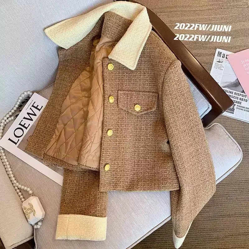 Vintage Tweed Coffee Padded Jacket