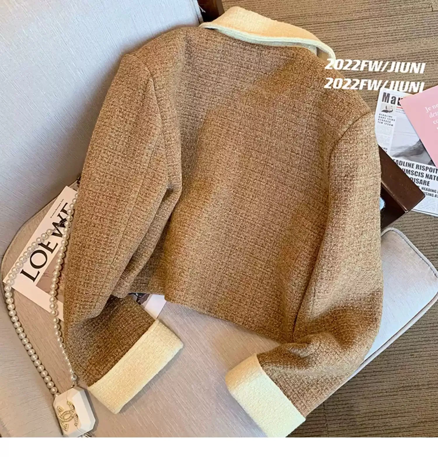Vintage Tweed Coffee Padded Jacket