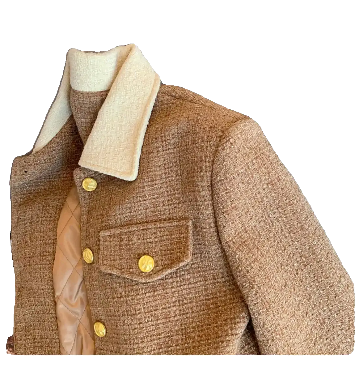 Vintage Tweed Coffee Padded Jacket