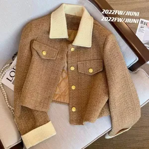Vintage Tweed Coffee Padded Jacket