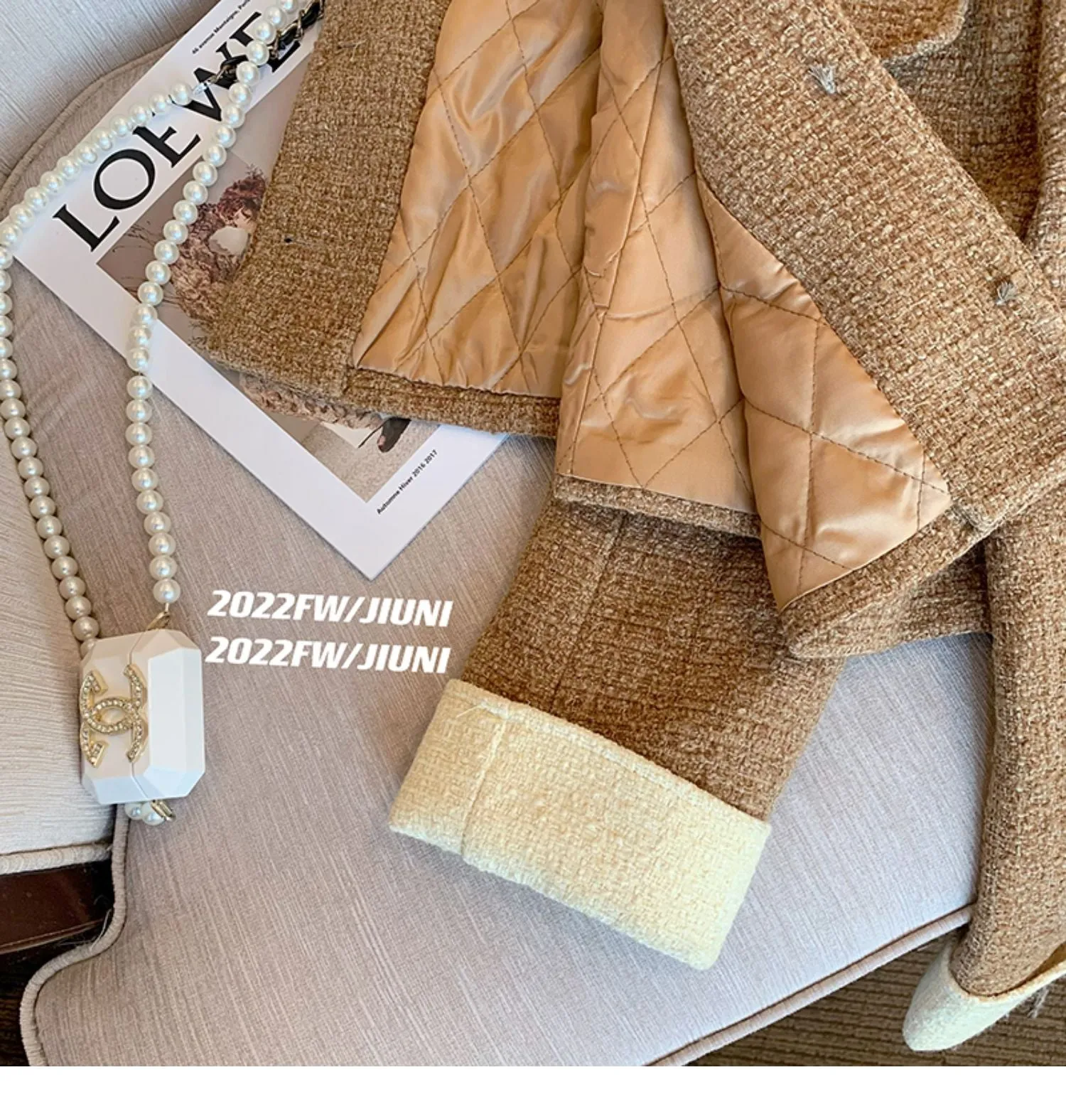 Vintage Tweed Coffee Padded Jacket