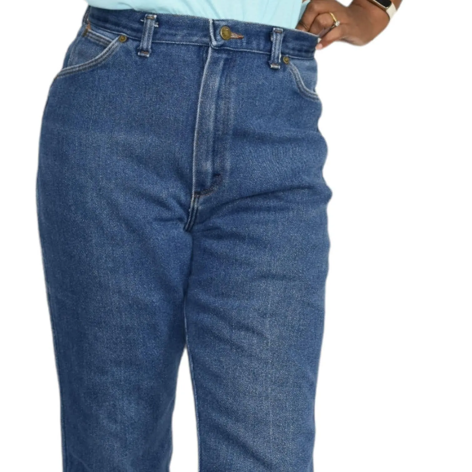 Vintage Wrangler Jeans High Waisted Straight Mom Medium Wash Blue Denim Size 28