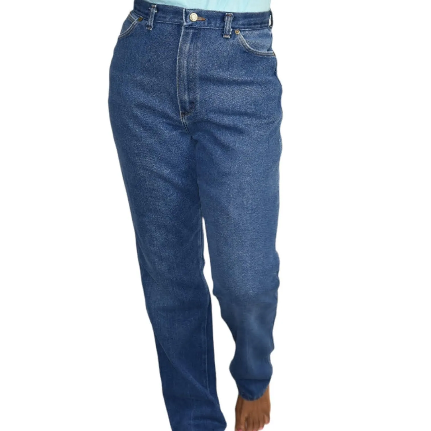 Vintage Wrangler Jeans High Waisted Straight Mom Medium Wash Blue Denim Size 28