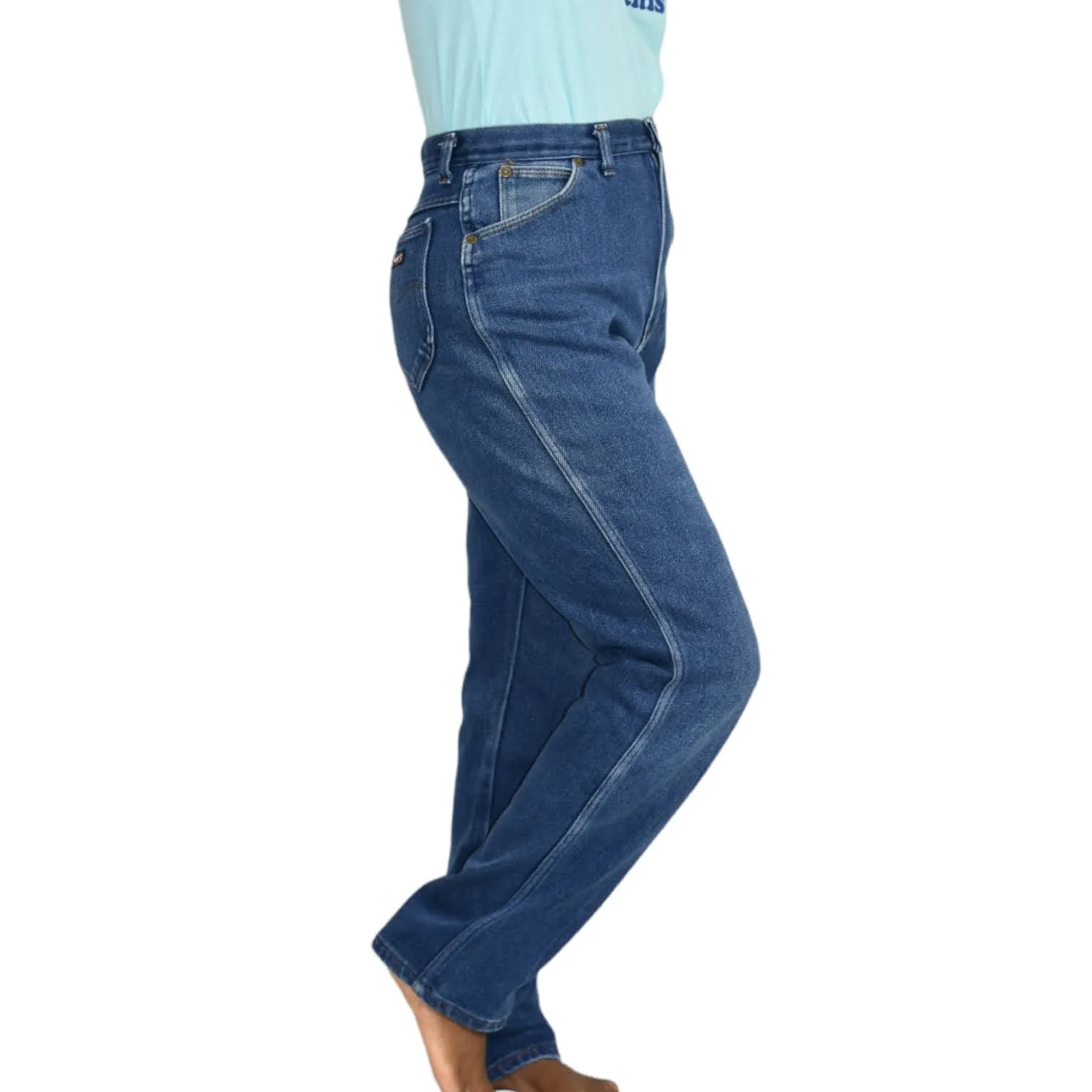 Vintage Wrangler Jeans High Waisted Straight Mom Medium Wash Blue Denim Size 28