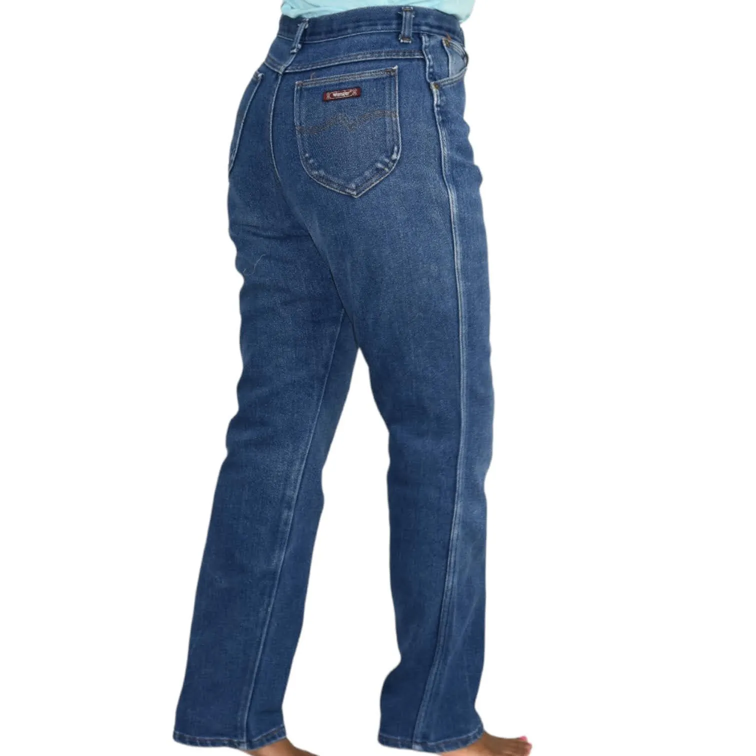 Vintage Wrangler Jeans High Waisted Straight Mom Medium Wash Blue Denim Size 28