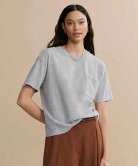 Low Profile Seaming Flowy Tunic Vintage Pocket Tee