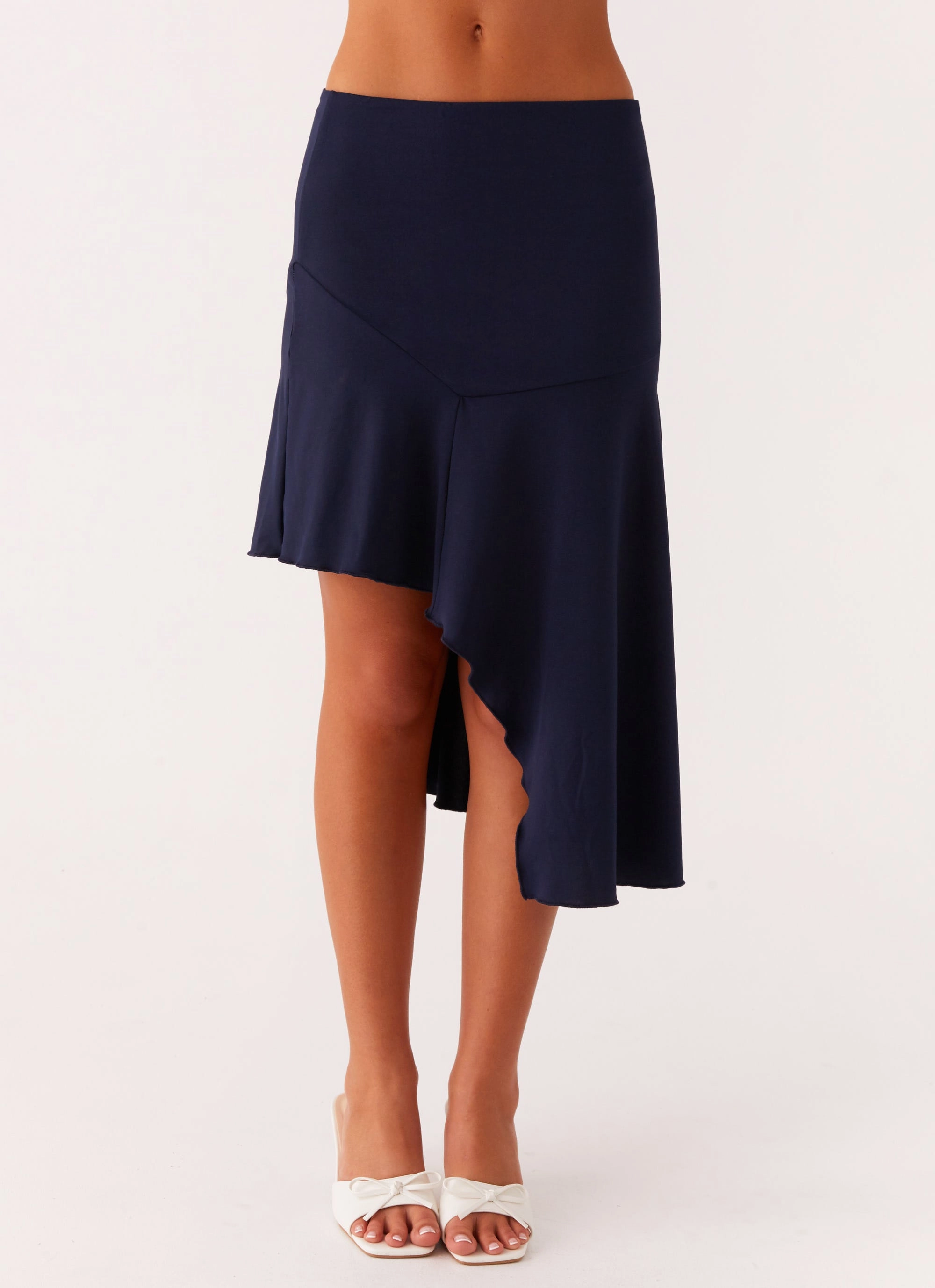 Bi Stretch Fabric stain resistant coating Viola Midi Skirt - Navy
