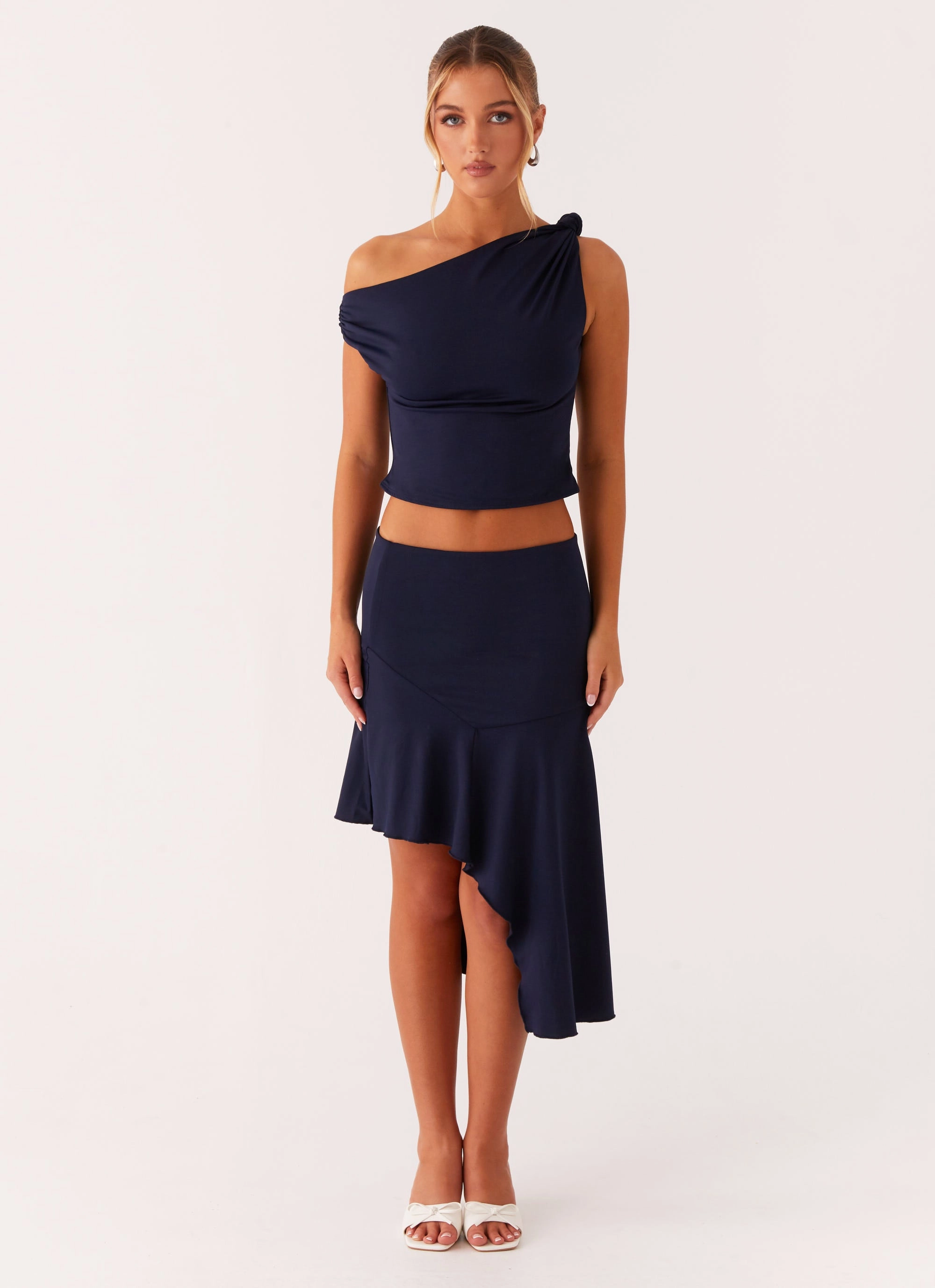 Viola Midi Skirt - Navy EcoFriendlyMaterial