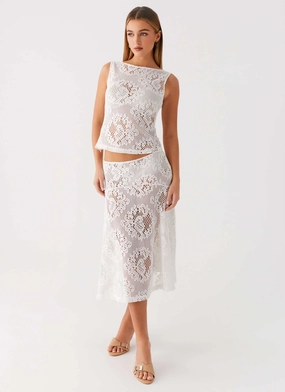 Timeless Fit Virelle Lace Midi Skirt - Ivory