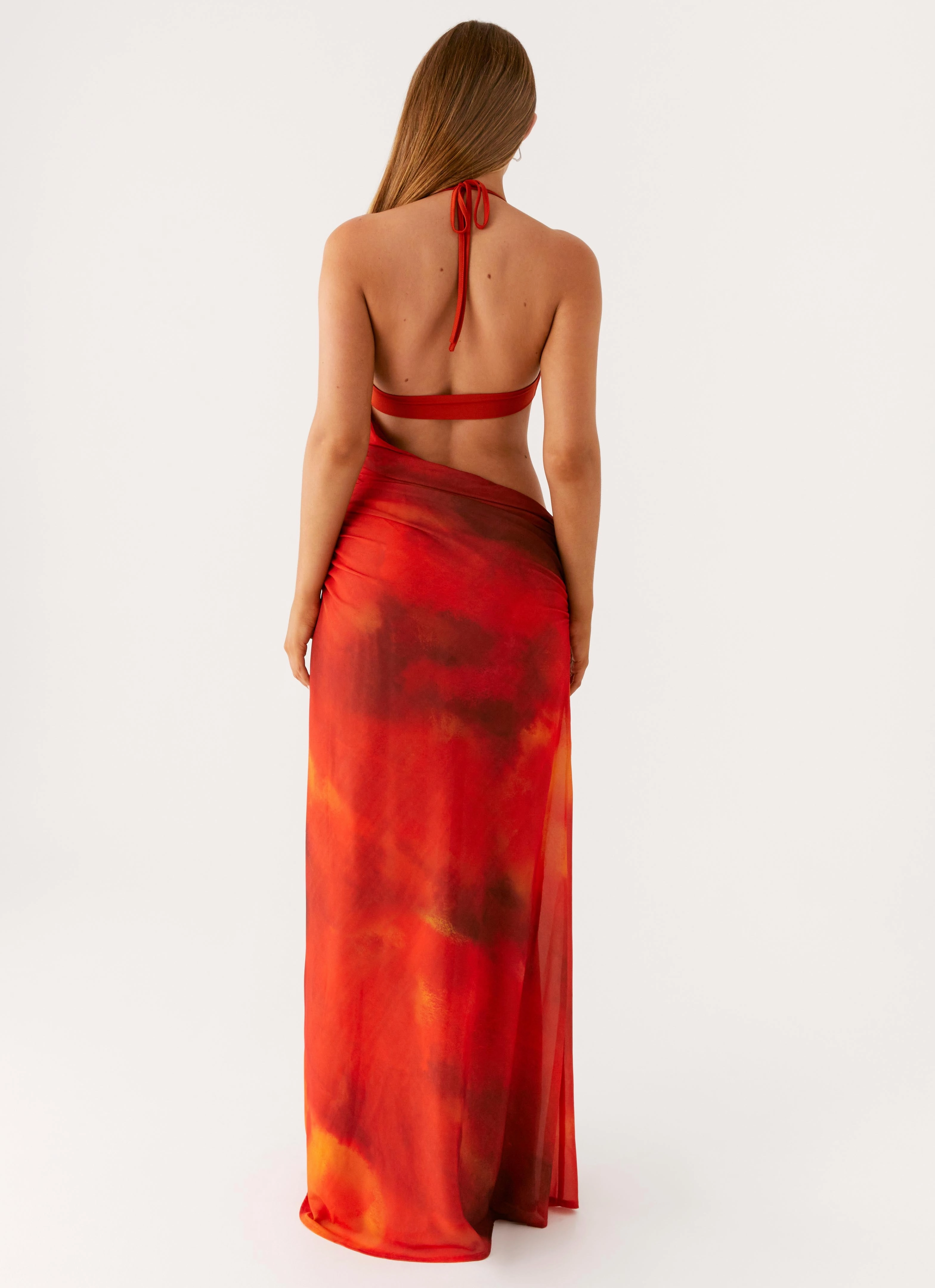 Silky Layer Essential Style Elixis Maxi Dress - Scarlet Blur