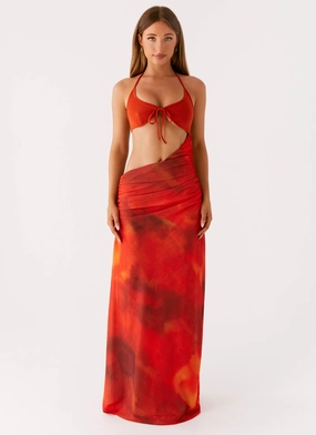 Elixis Maxi Dress - Scarlet Blur Fashion Mix Versatile Layering