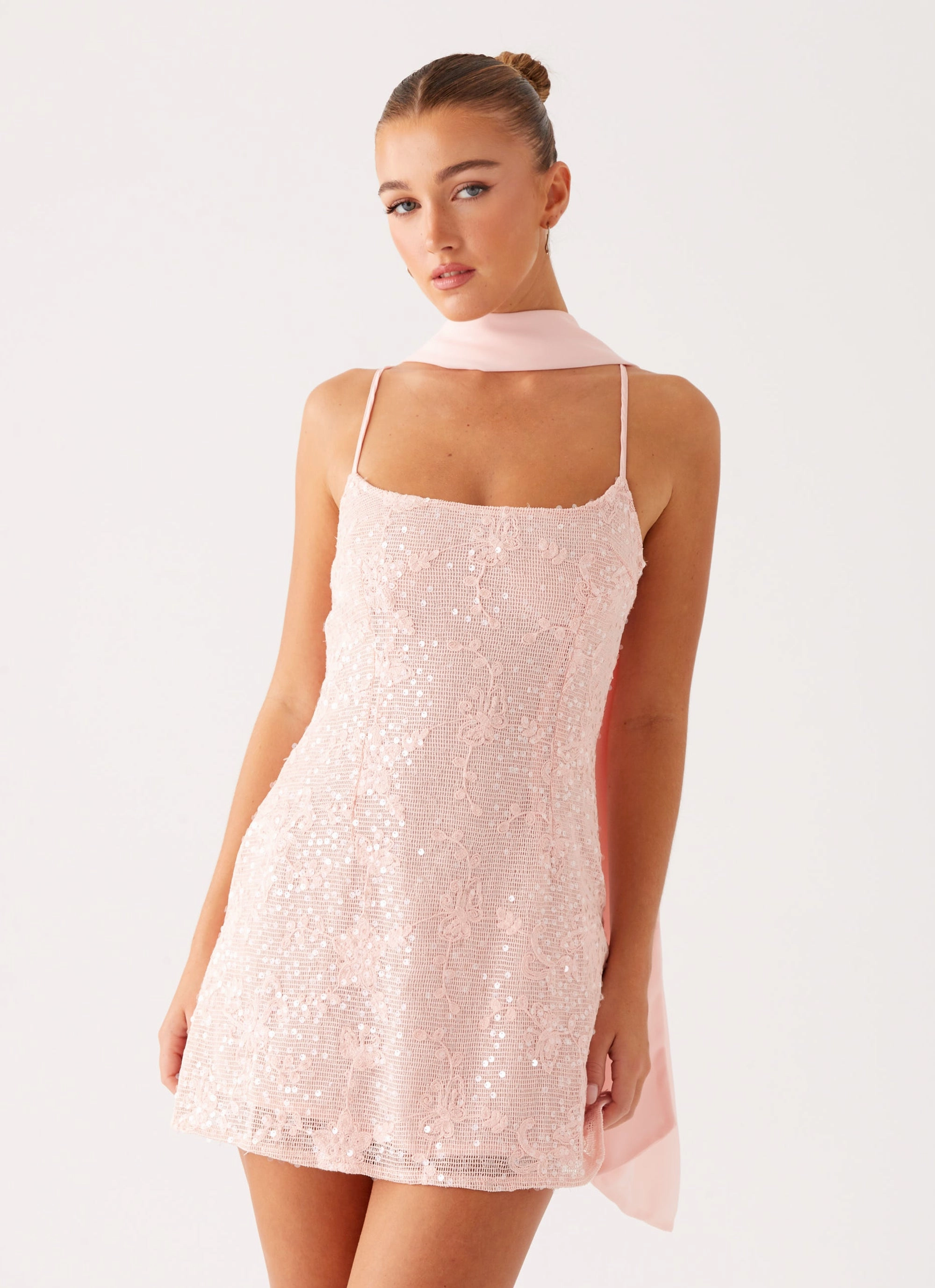 Vision Sequin Mini Dress - Pink Sunset Look