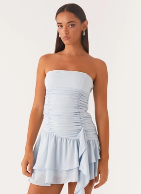 Evening Tone Fresh Combo Viviana Mini Dress - Baby Blue