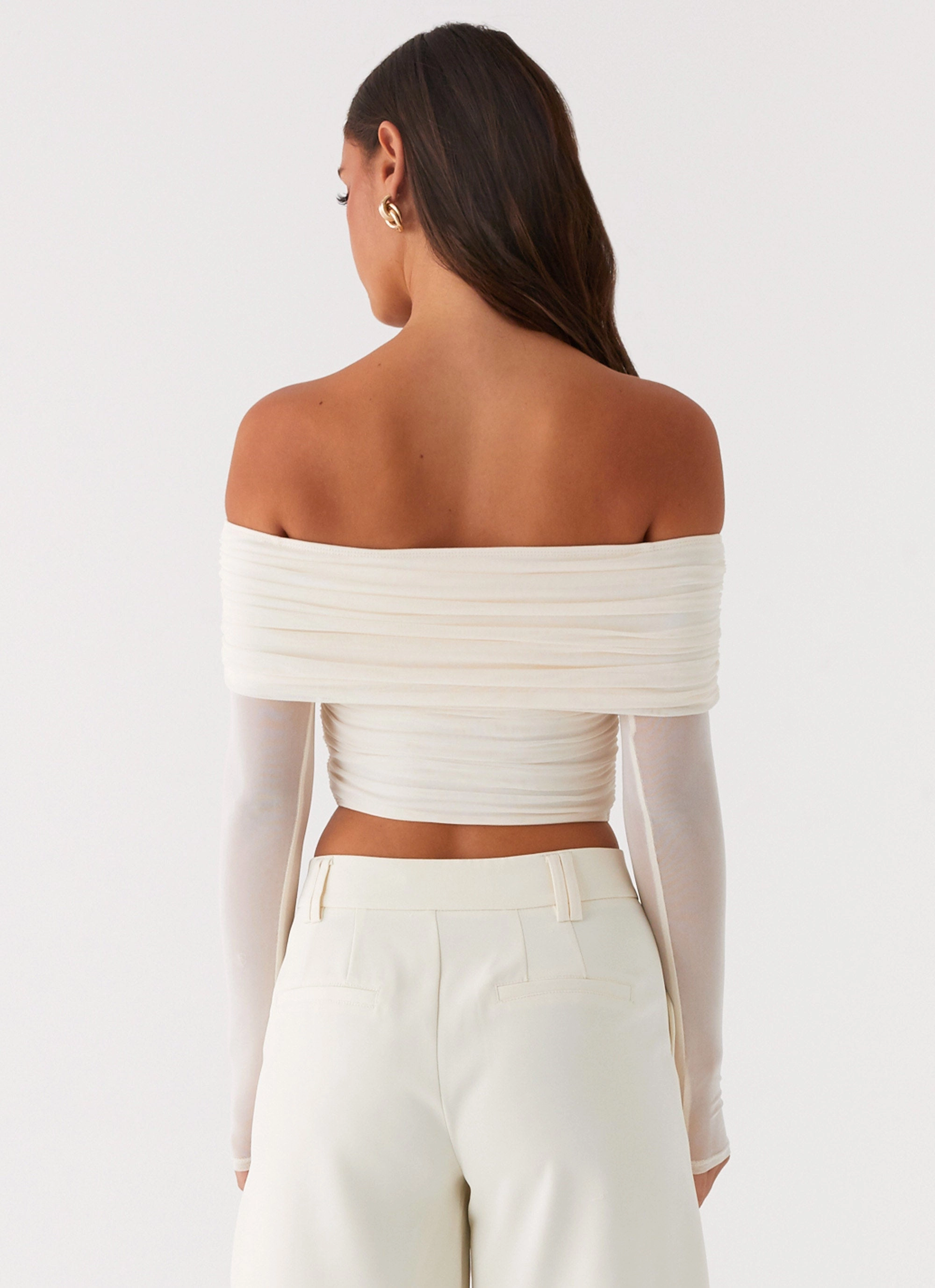 Vivianne Off Shoulder Top - Ivory Durable Reinforced Hem AllDay Comfort