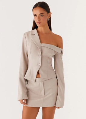 FunctionalZipper Vogue Low Rise Mini Skirt - Pebble