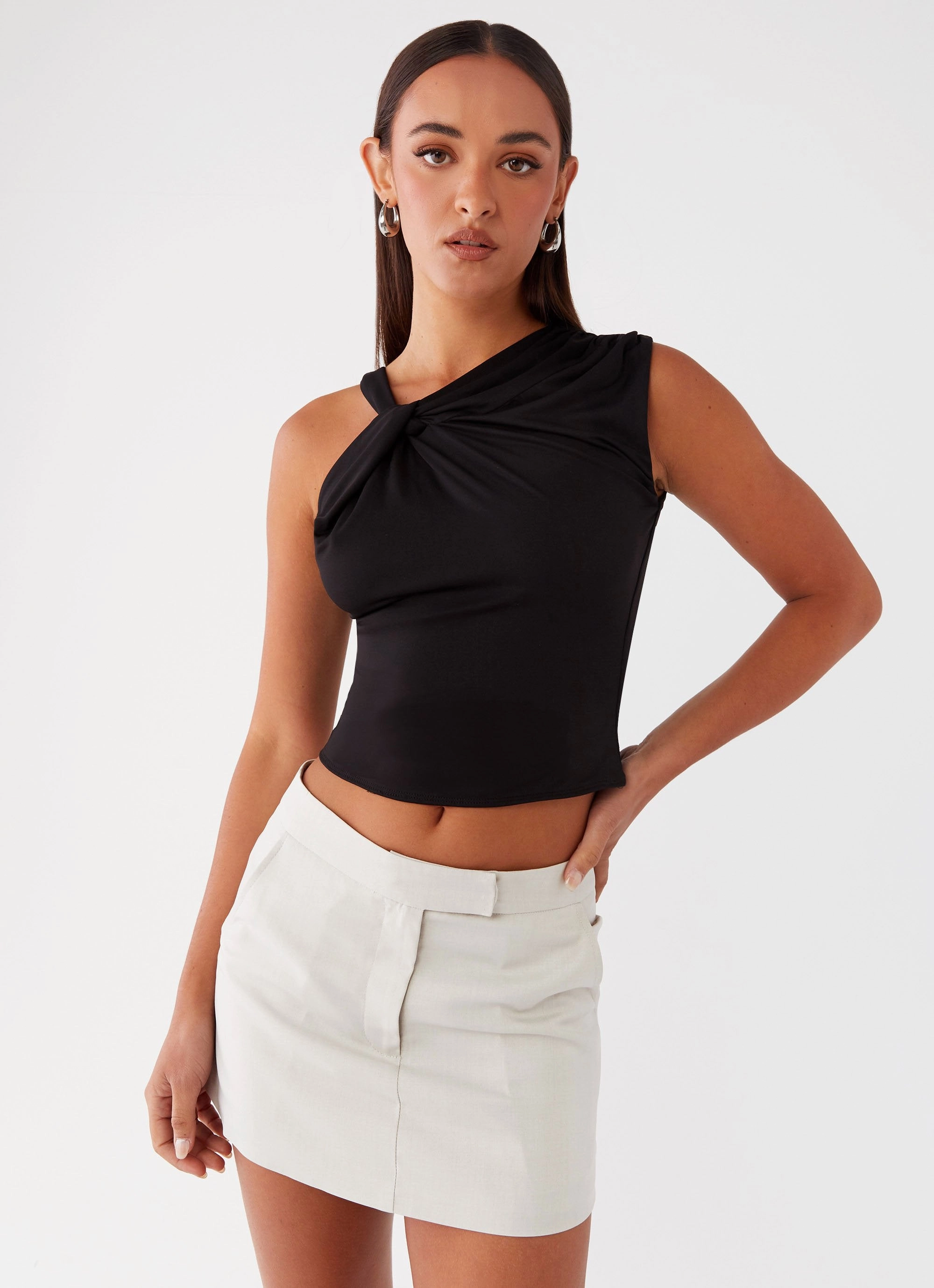 Vouge Low Rise Mini Skirt - Grey Stay Fresh Convertible legs