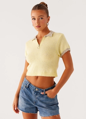 Walsh Knit Polo Top - Yellow BrushedInnerLining
