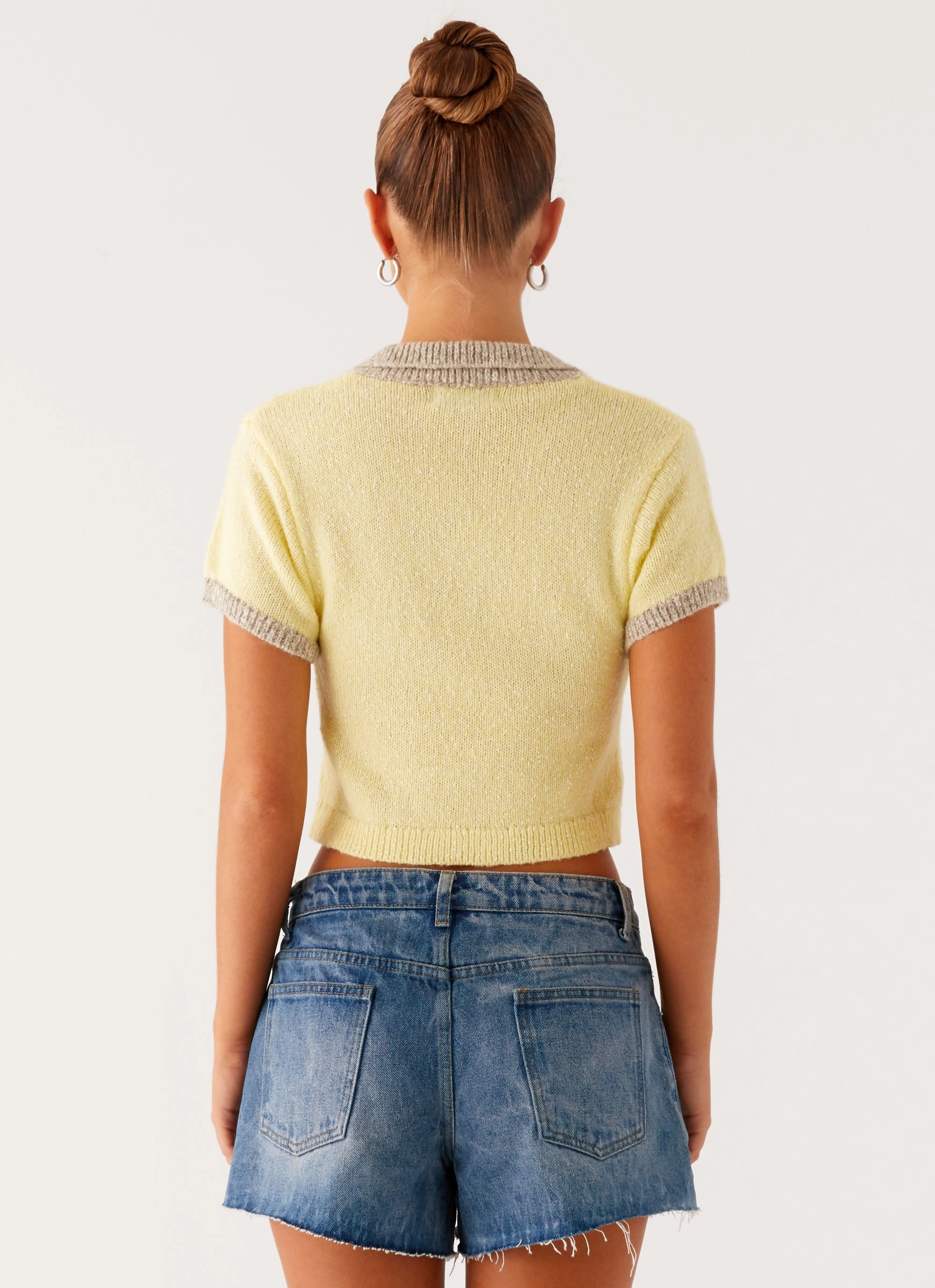 ThermalLining YarnDyeStripe Walsh Knit Polo Top - Yellow