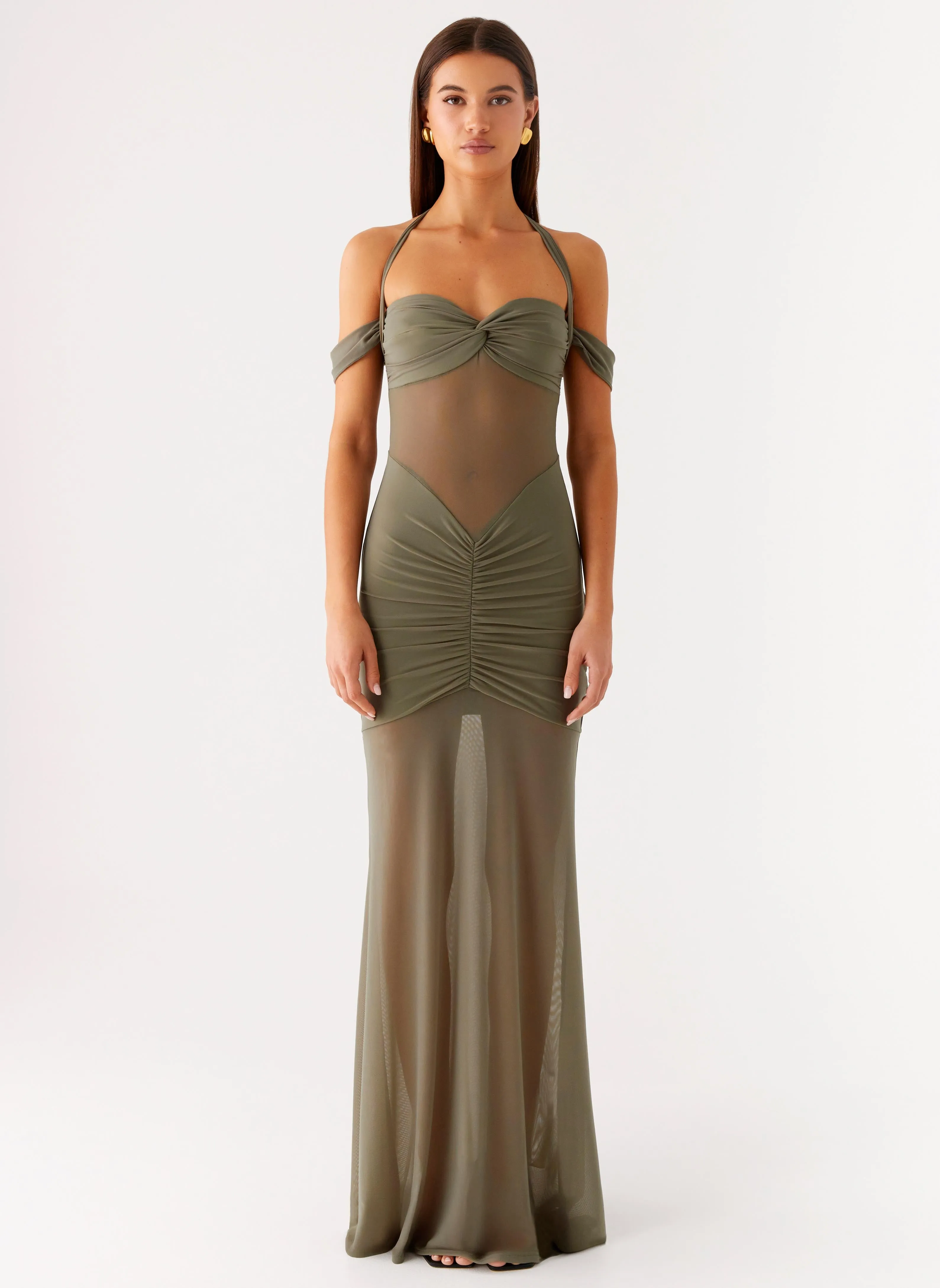 Ivy Lane Maxi Dress - Olive High-waisted evening piece Dance Night
