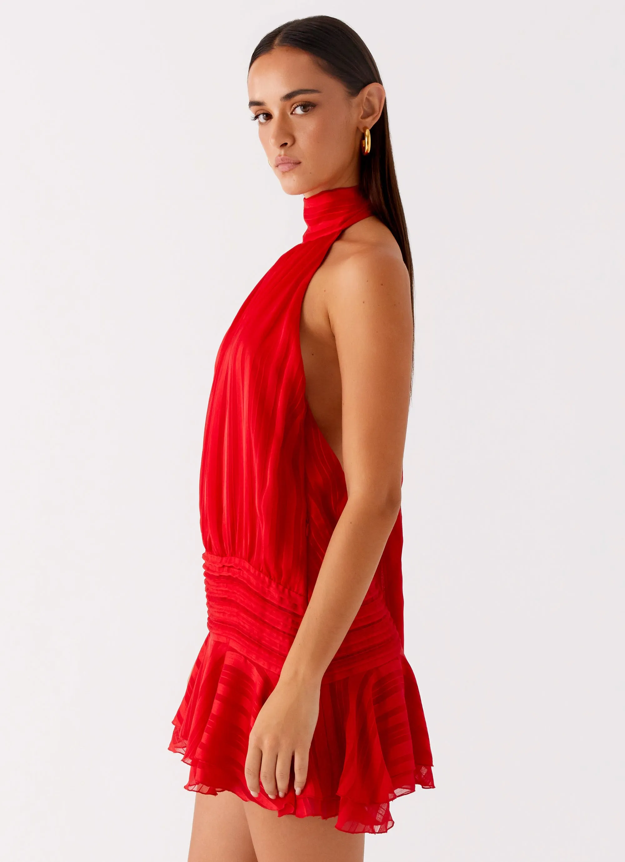 Comfortable texture Willow Chiffon Mini Dress - Red
